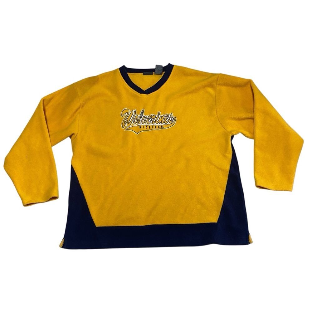 Vintage Y2k University Michigan Wolverines Fleece Sweatshirt XL Pro Edge Sport